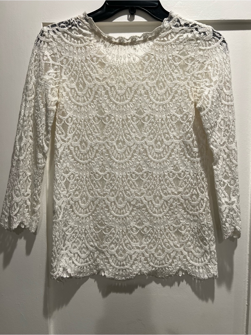 Zara Cream Lace Long-Sleeve Crochet Top